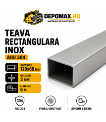 Teava rectangulara inox AISI 304, 120 x 60 x 3 mm, 6 metri Teava rectangulara inox AISI 304, 120 x 60 x 3 mm, 6 metri